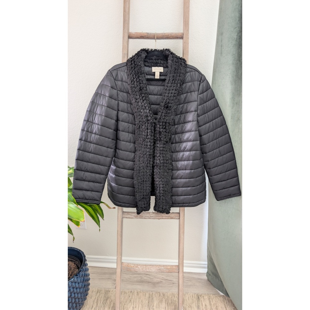 Chico's Black Puffer Coat, size 3